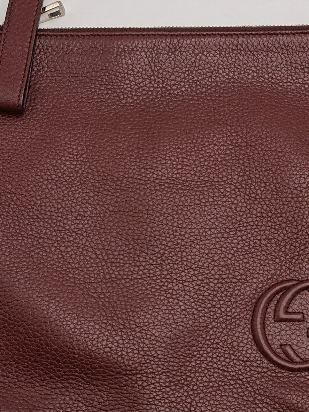 Gucci Soho Burgundy Leather Large Wristlet Clutch Pouch